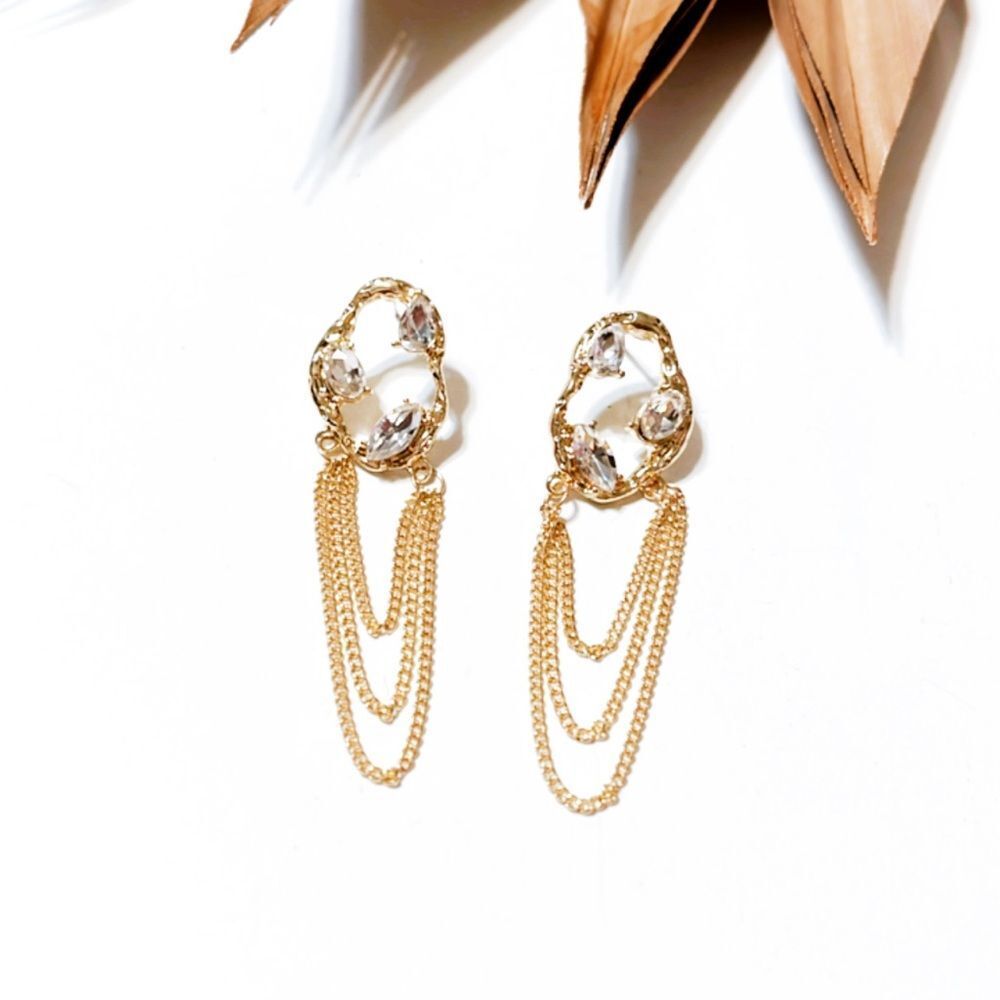 Rhinestone decor earrings S531